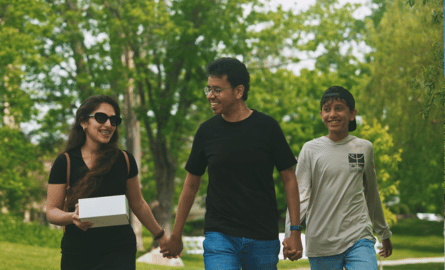 a family walking in a park