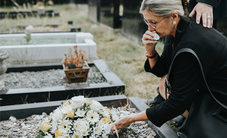 Woman at funeral