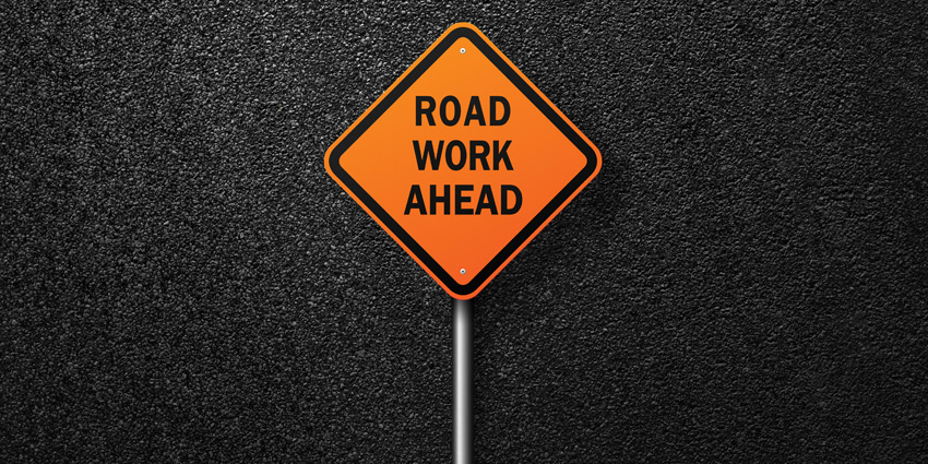 Road work ahead sign