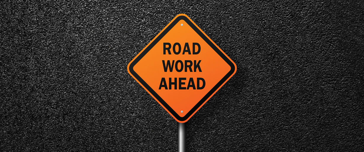 Road work ahead sign