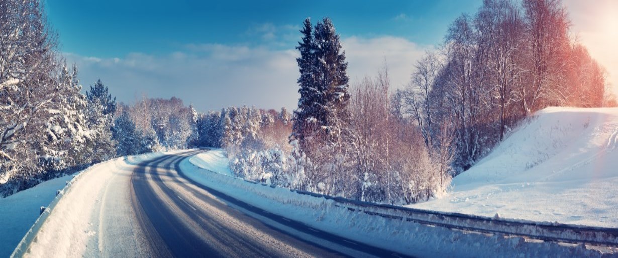 A winter road in Lanark County covered in snow