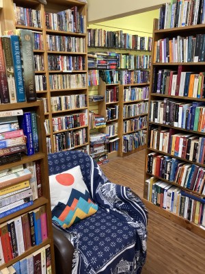 bookshelves full of books 