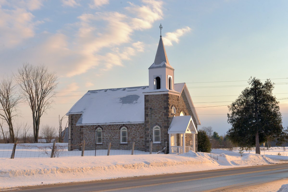 a church in the snow