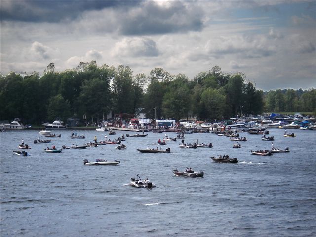 A group of boat on the water