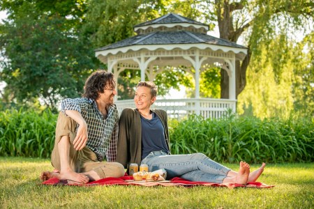 a couple picnic in a park 