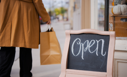a chalk sign reads "open"