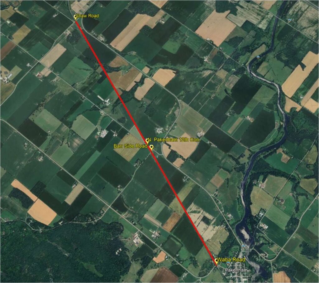 a map showing the area of OVRT closure from Waba Road to Shaw Road